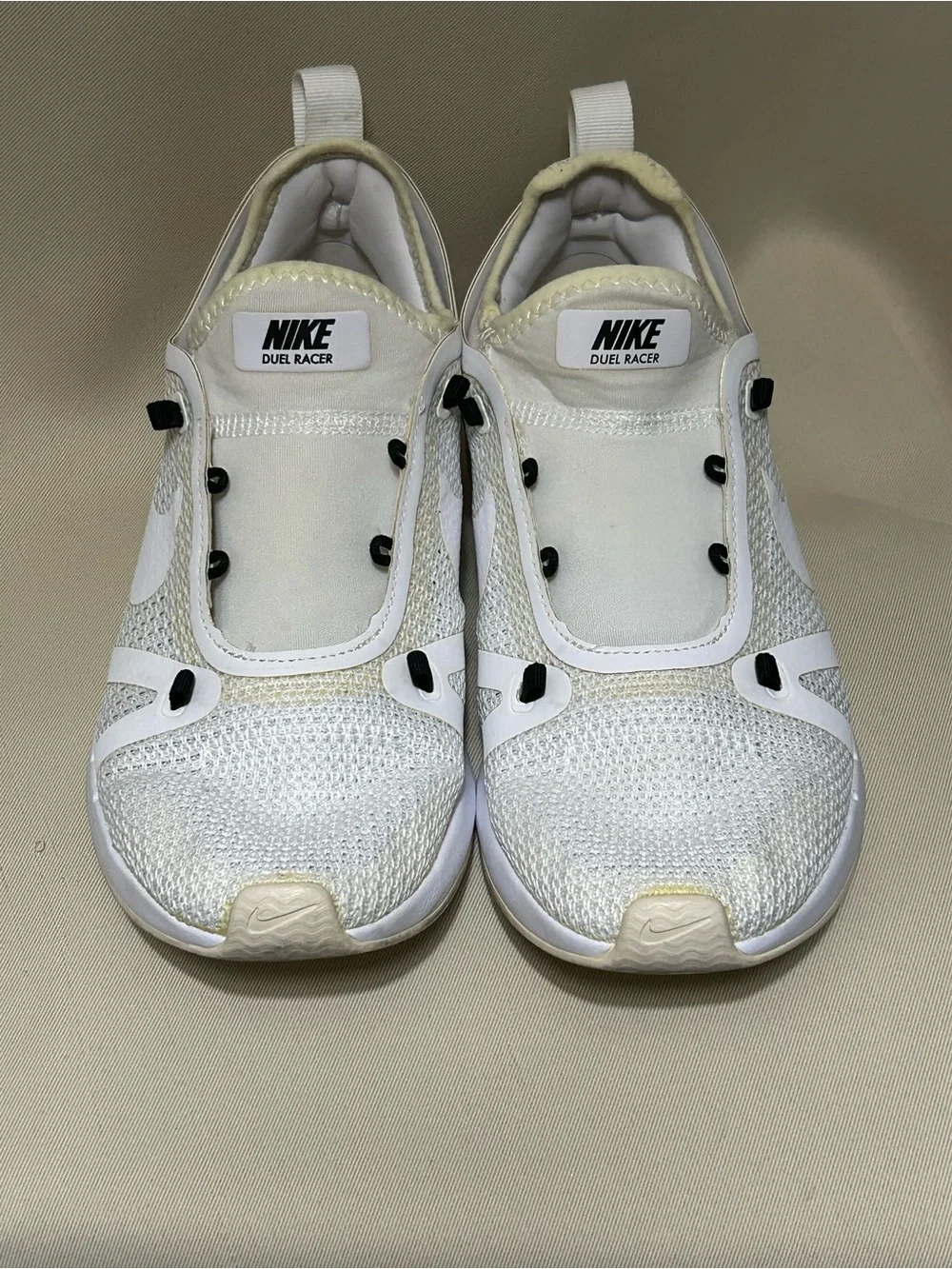 Nike Duel Racer White Mesh Slip-On Sneakers